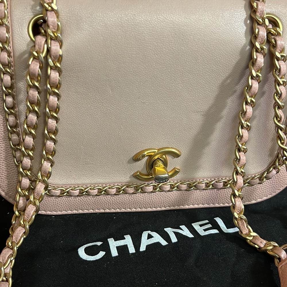CHANEL PINK LAMB SKIN BAG